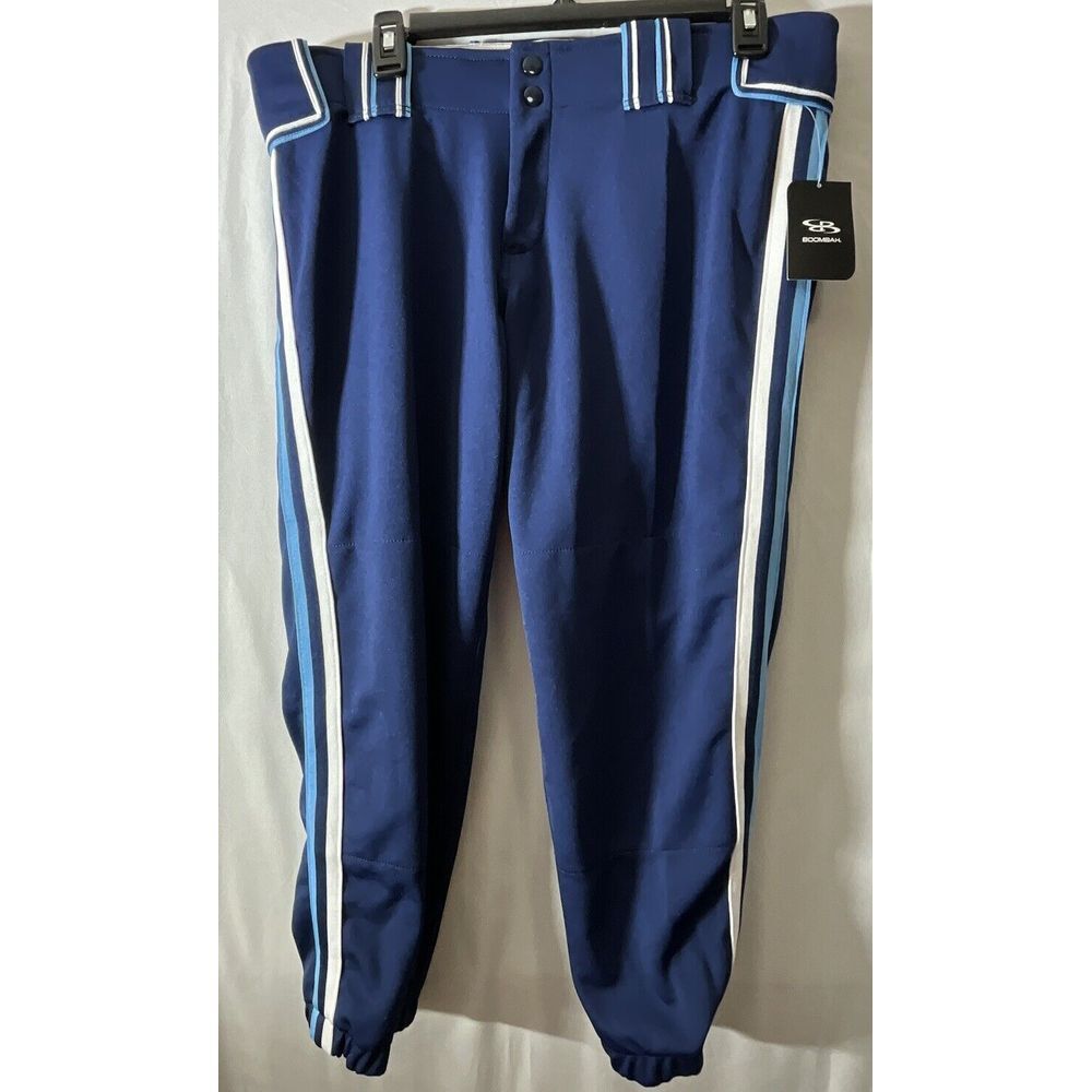New Boombah Softball Pants Womens 36 Blue With‎ Stripes Cropped